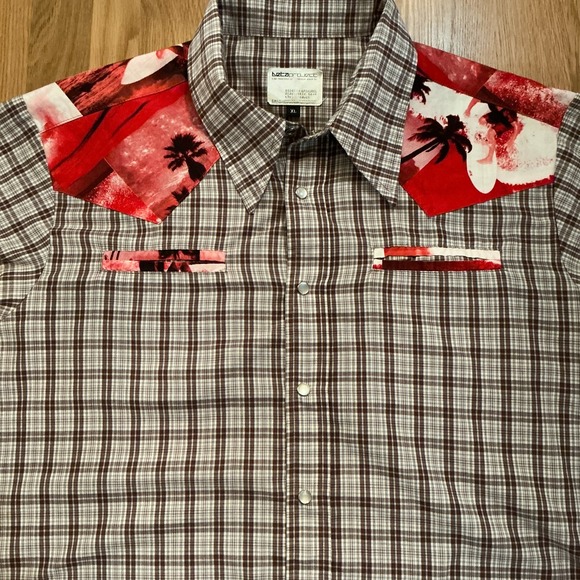 BetaProject Del Mar Western Pearl Snap Shirt XL Made USA Brown Plaid Print - Picture 2 of 8